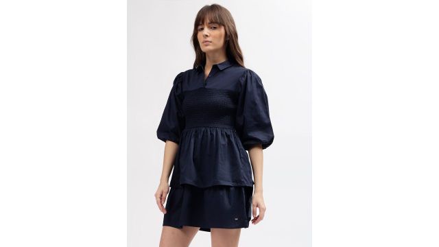 ELLE Shirt Collar Fit & Flare Mini Dress