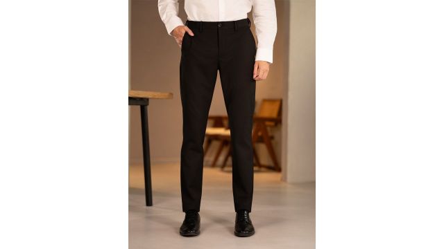 Ebony Black Slim‑Fit Wrinkle‑Resistant Formal Trousers