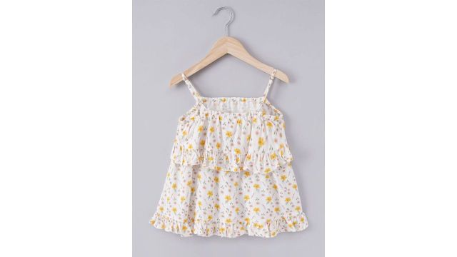 Ed-a-Mamma Girls Floral Printed Cotton Tiered Top