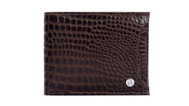 Eske Men Brown Textured Leather Two Fold Wallet