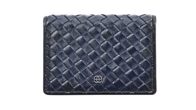 Eske Unisex Navy Blue Textured Leather Card Holder