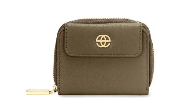 Eske Women Taupe Solid Zip Around Leather Wallet