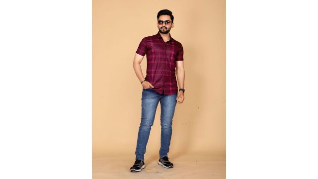 FABRIPPLE Men Classic Fit Spread Collar Checked Casual Shirt