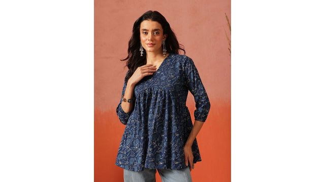 FEMBLISS Floral Printed V-Neck Short Tunic