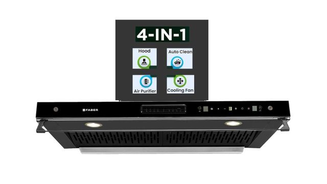 Faber 4in1 1325 m³/hr Filterless Autoclean 90cm Chimney