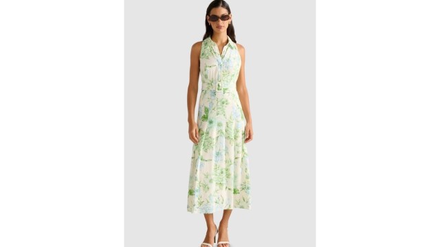 Forever NewWomen Floral Print Shirt Collar Fit & Flare Midi Dress