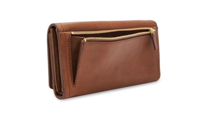 Fossil Brown Solid Leather Clutch