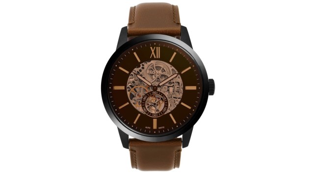 FossilMen Brown Skeleton Analogue Watch ME3155