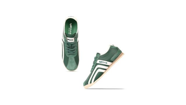 GAS Men Colourblocked Round Toe Lace‑Ups Sneakers (Green, PU)