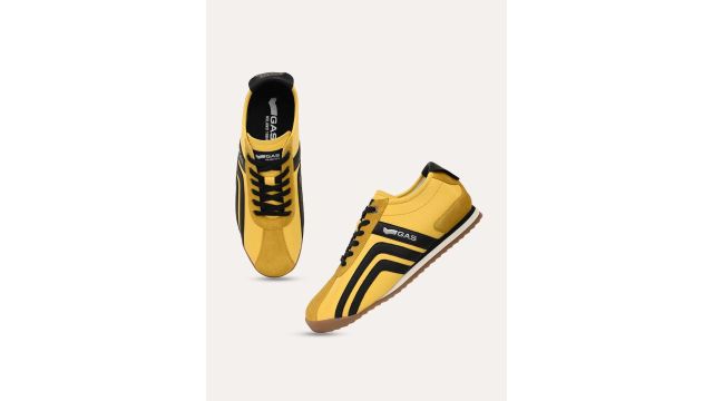 GAS Men Striped Lace‑Ups Sneakers (Yellow, PU)