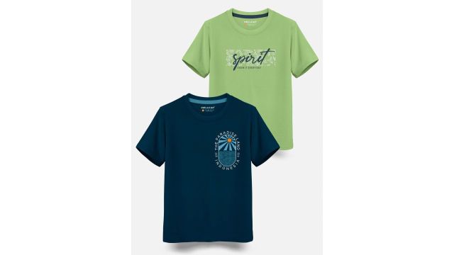 HELLCAT Boys Pack of 2 Typography Printed Cotton T‑shirts