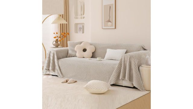 HOKIPO Luxury Rabbit Plush Sofa Throw