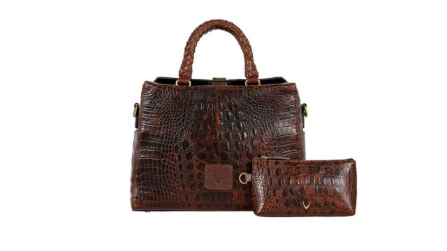 Hidesign Leather Textured Handheld Bag