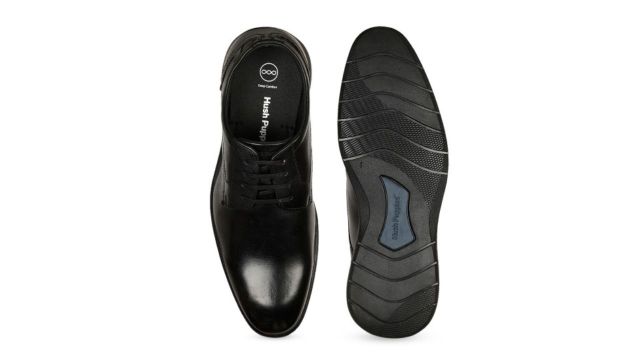 Hush Puppies Men Black Leather Formal Derby Shoes
