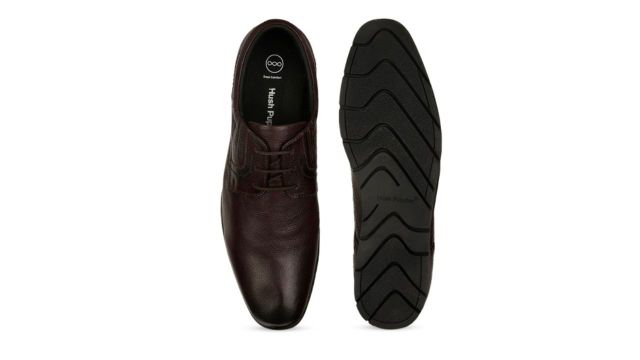 Hush Puppies Men Textured Leather Formal Derbys (Brown)