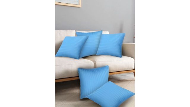 JDX Set of 5 Blue Microfiber Square Sofa Cushions