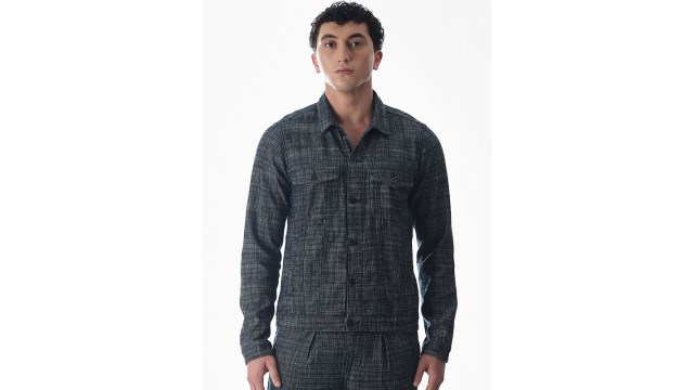 Jack & JonesChecked Shirt Collar Pure Cotton Denim Jacket