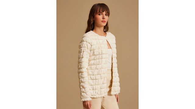 Kazo Women Checked Open Front Jacket
