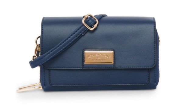 Kenneth Cole Women Navy Blue Sling Strap Zip Around Wallet