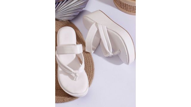 Kook N Keech Party Wedge Sandals (White)
