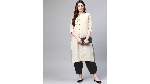 Laado – Pamper Yourself Women Black Solid Pure Cotton Cropped Afghan Salwar