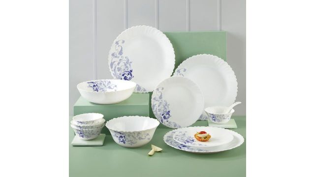 Larah by Borosil Blue Eve Silk Series Opalware Dinner Set