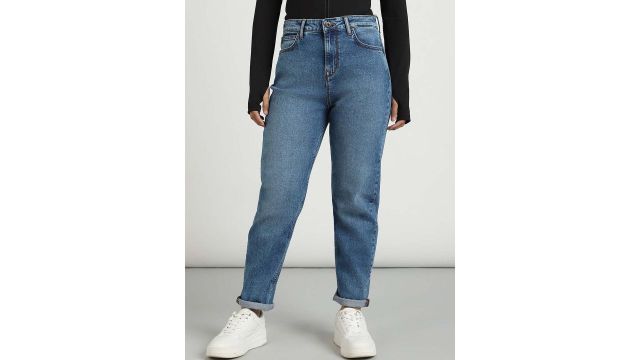 Lee Women High-Rise Mom Fit Light Fade Stretchable Jeans