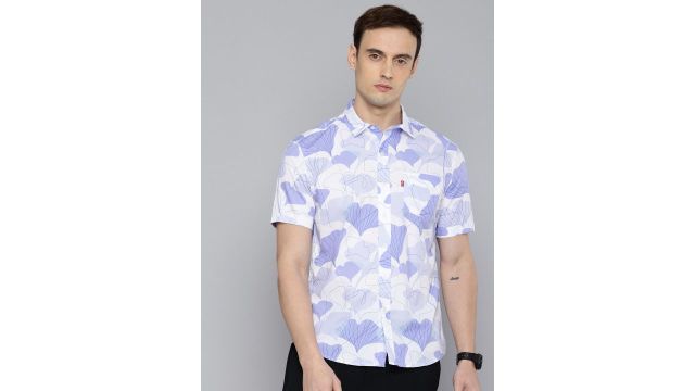 Levi’s Pure Cotton Slim Fit Tropical Printed Shirt (White)