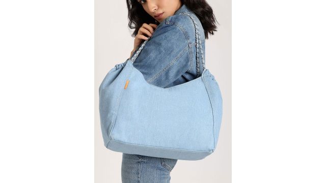 Lino Perros Denim Structured Shoulder Bag (Blue)
