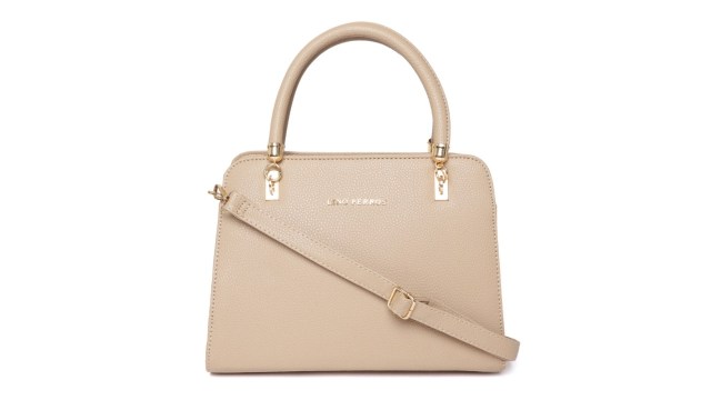 Lino PerrosBeige Solid Handheld Bag with Sling Strap