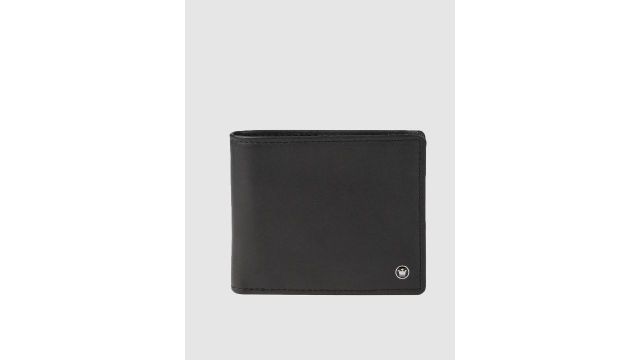 Louis Philippe Men Black Solid Leather Two Fold Wallet
