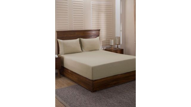 MASPAR Egyptian Beige Polka Dots Egyptian Cotton 400 TC Queen Bedsheet