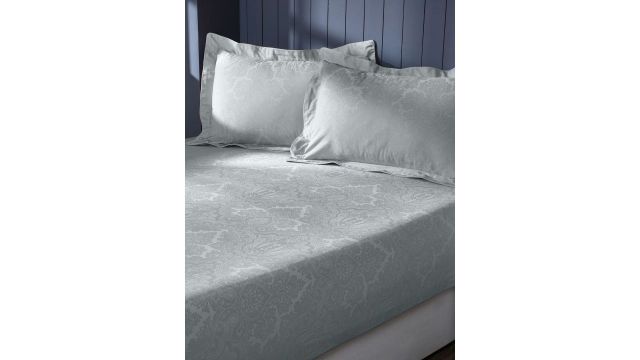 MASPAR Self Jacquard Blue Ethnic Motifs Cotton 300 TC King Bedsheet