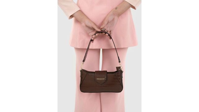 MIRAGGIO Isabella Brown Shoulder Bag with Detachable Sling