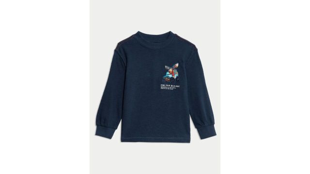 Marks & Spencer Boys Graphic Printed Cotton Sweatshirt (Navy/White)