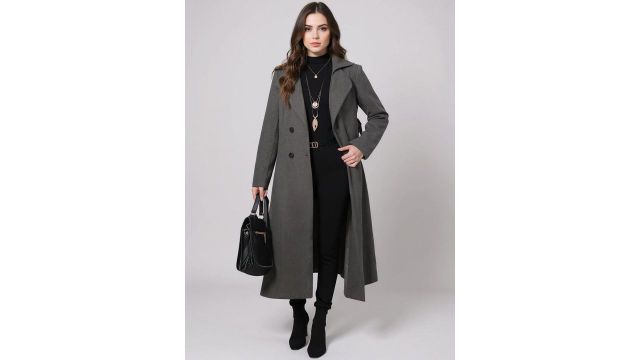 Mast & Harbour Women Single‑Breasted Overcoat (Grey)