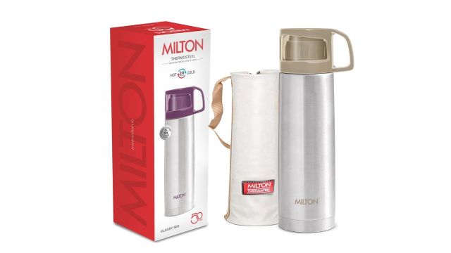 Milton Glassy 500 Thermosteel Vacuum Insulated Double Walled Flask (Grey)