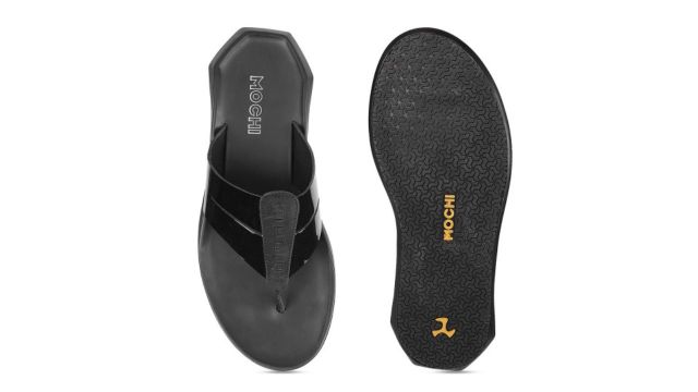 Mochi Men Black Leather Comfort Sandals