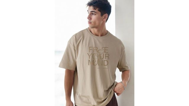 NOBERO Typography Oversized Drop‑Shoulder T‑shirt