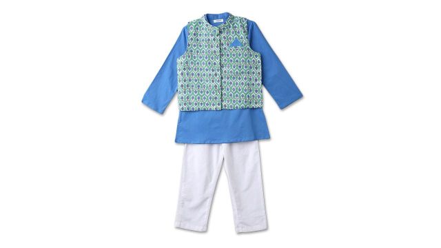 Nauti Nati Boys Ethnic Motifs Printed Regular Pure Cotton Kurta with Pyjamas