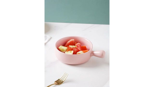 Nestasia Pink Ceramic Serving Bowl With Handle 600 ml