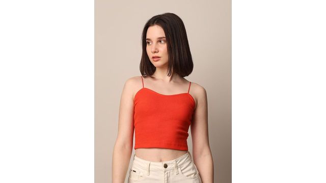 ONLY Women Solid Cami Tops Shoulder Straps Cotton Top