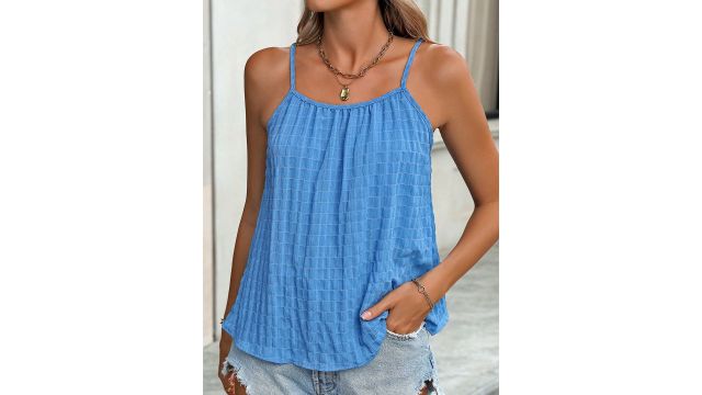 Outzidr Solid Textured Strappy Camisole Top