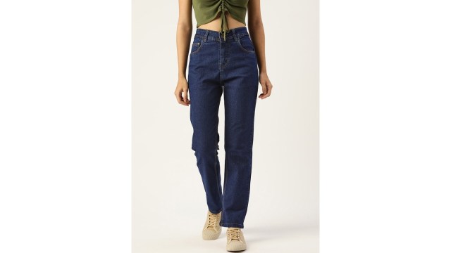 PARIS HAMILTONWomen Blue Boyfriend Fit High-Rise Stretchable Jeans