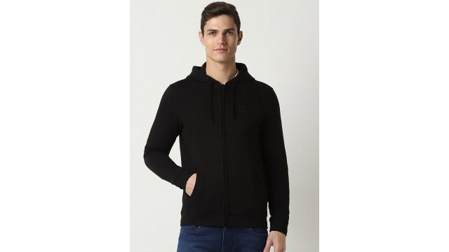 Peter England Casuals Hooded Front-Open Sweatshirt