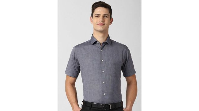 Peter England Men Grey Formal Shirt