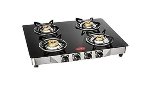 Pigeon by Stovekraft Favourite Blackline Smart Glass Top 4 Burner Gas Stove
