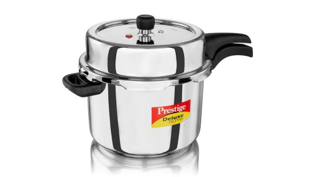 Prestige 8 Litre Stainless Steel Deluxe Alpha Svachh Pressure Cooker