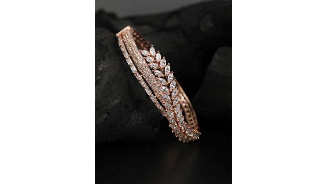 Priyaasi Rose‑Gold American Diamond Handcrafted Kada
