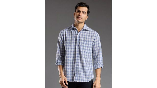 R.Code by The Roadster Lifestyle Co. Men Classic Fit Checked Cotton Shirt